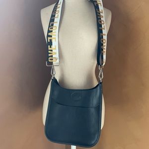 Ahdorned black vegan messenger handbag